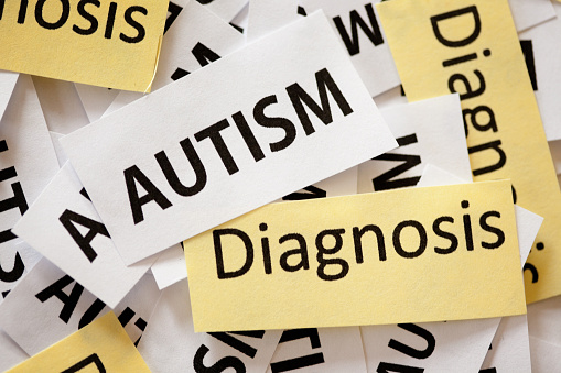 Snippets of paper reading "Autism Diagnosis" on them